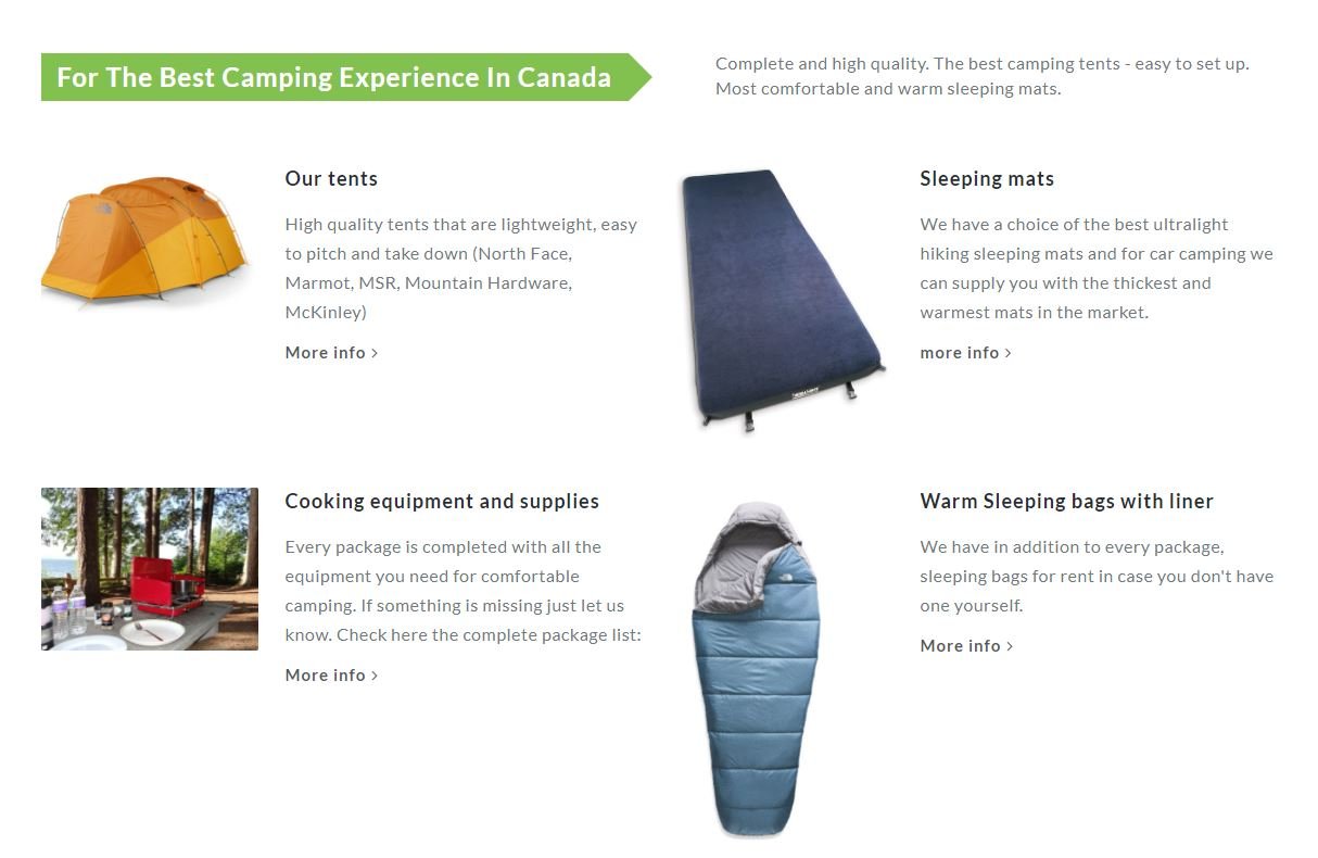 Camping and Hiking gear rentals Vancouver Rental Goods Platform